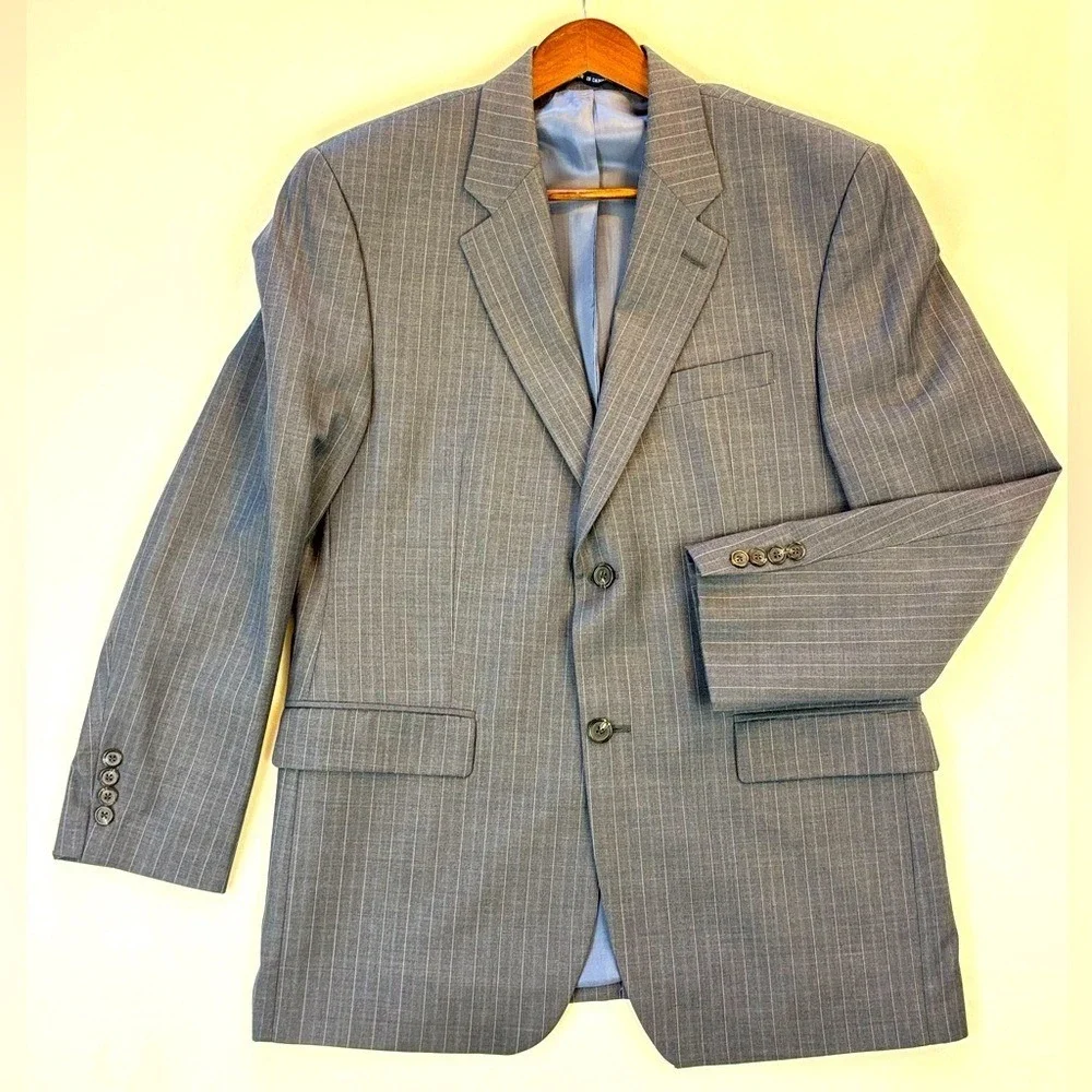RALPH RALPH LAUREN Grey Pinstripe Blazer Sport Coat Prep Academia Ivy Black‎ 46R